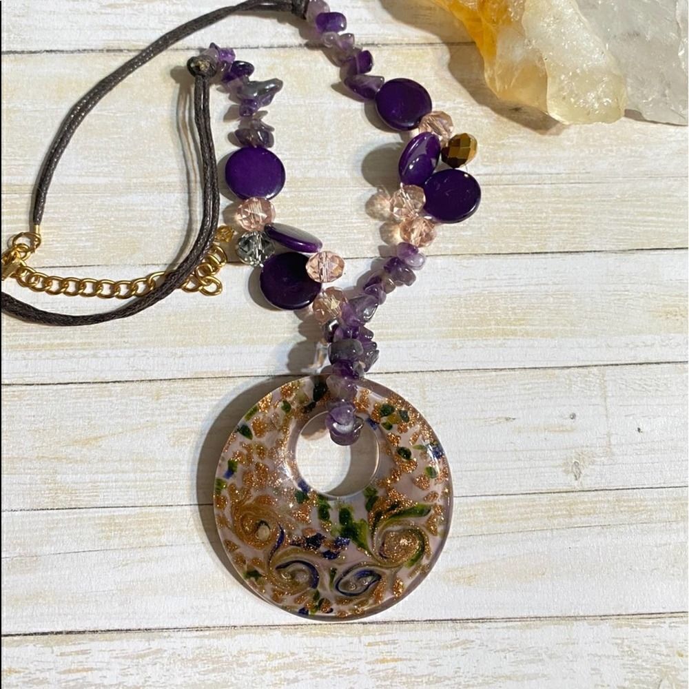 Handmade Murano Glass Gemstone Bead Necklace